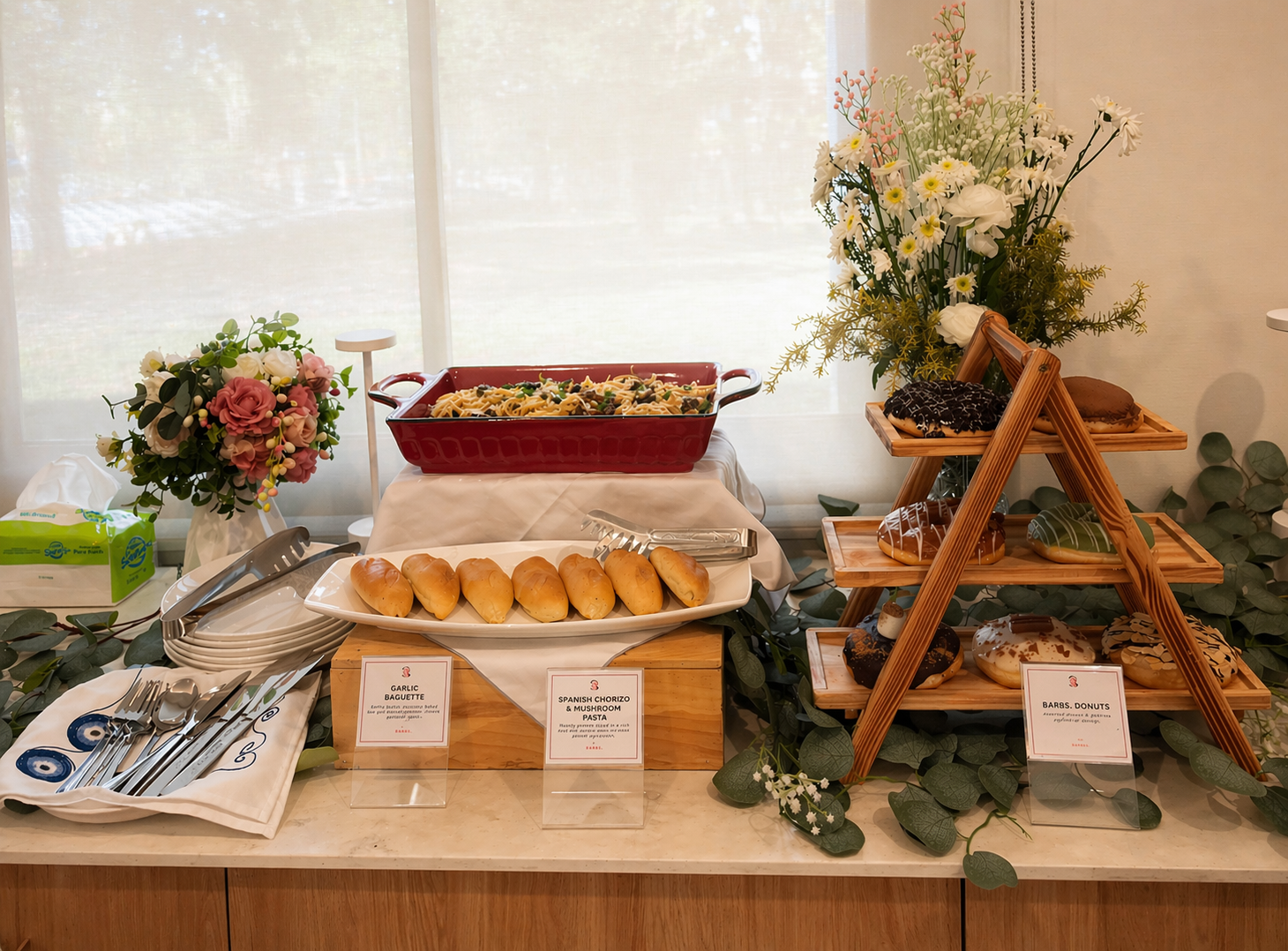 Build-your-own nacho and taco bar with seasoned beef, fresh garnishes and tiered presentation